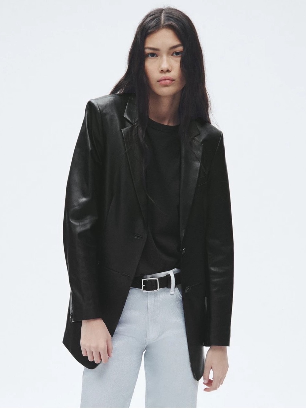 NWT $998 RAG & BONE Charles Lamb Leather Blazer in Black